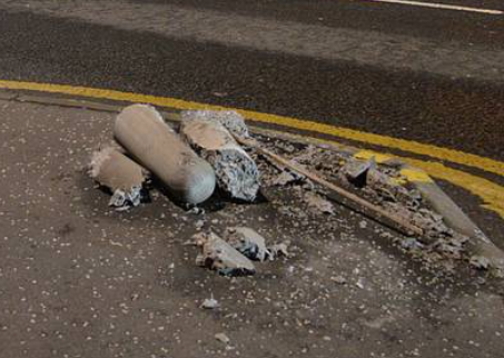 broken concrete bollard