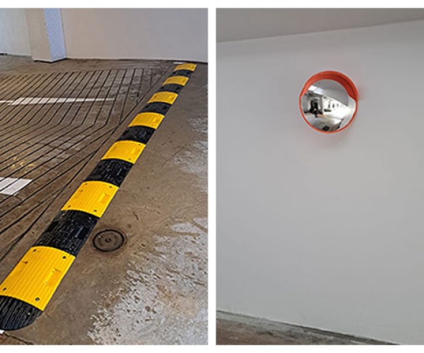 installed-speed-bumps-and-convex-mirror-at-carpark-ramp-600×500