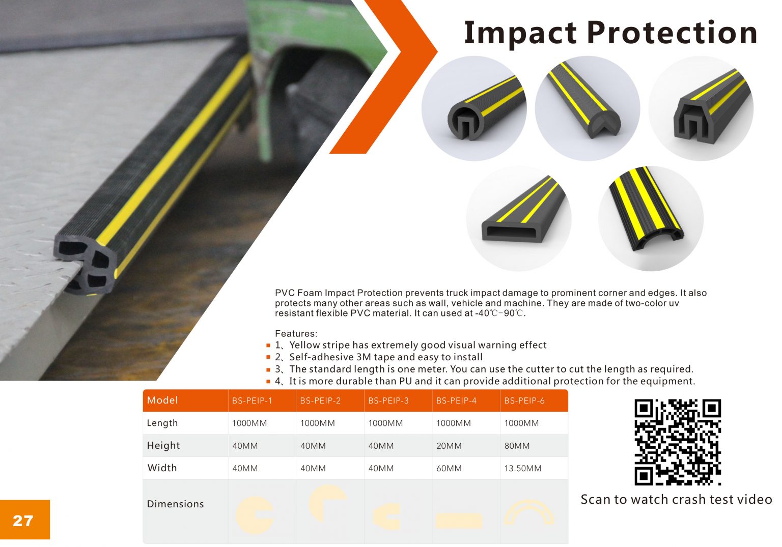 PVC Protection Bumper Push Fit Adhesive 1000mmL - Tysen Technologies